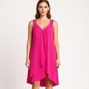 Adrianna Papell Barbiecore Pink Draped Dress,‎ size 10
